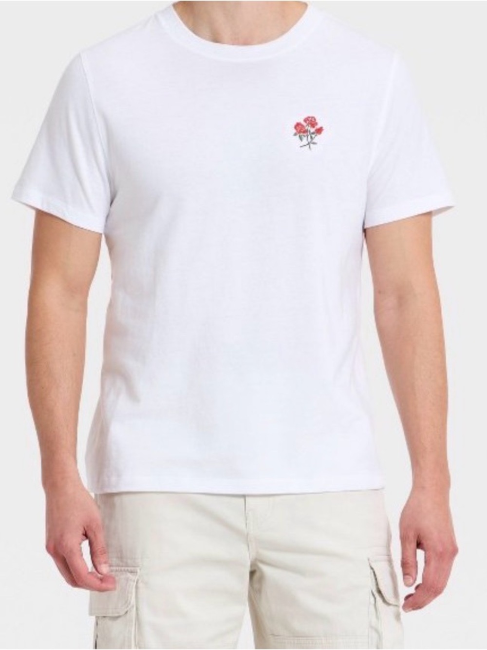 Goodfellow and Co White Graphic T-Shirt  With Flower Medium